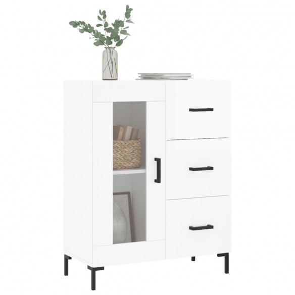 Buffet Blanc brillant 69,5x34x90 cm Bois d'ingénierie