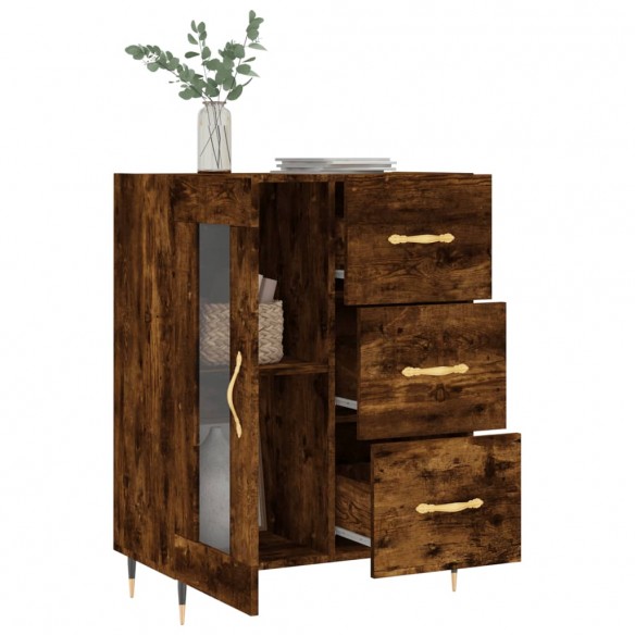 Buffet chêne fumé 69,5x34x90 cm bois d'ingénierie