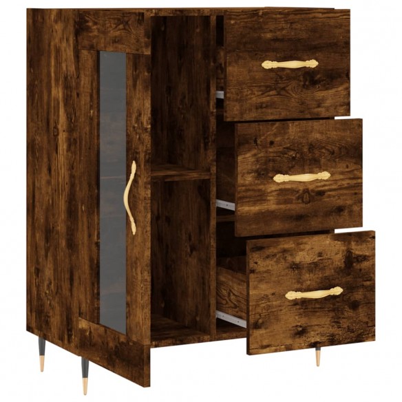 Buffet chêne fumé 69,5x34x90 cm bois d'ingénierie