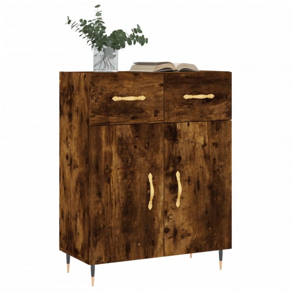 Buffet chêne fumé 69,5x34x90 cm bois d'ingénierie