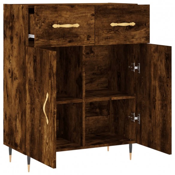 Buffet chêne fumé 69,5x34x90 cm bois d'ingénierie