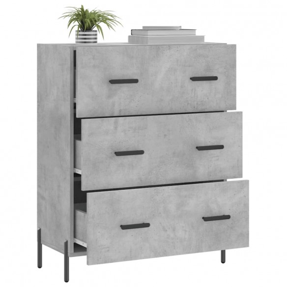 Buffet gris béton 69,5x34x90 cm bois d'ingénierie