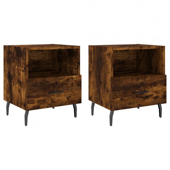 Tables de chevet 2pcs chêne fumé 40x35x47,5cm bois d’ingénierie