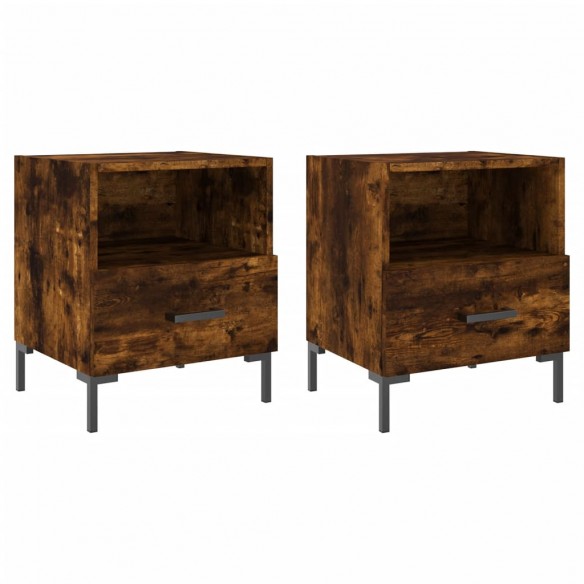 Tables de chevet 2pcs chêne fumé 40x35x47,5cm bois d’ingénierie