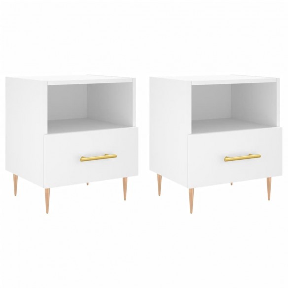 Tables de chevet 2 pcs blanc 40x35x47,5 cm bois d’ingénierie