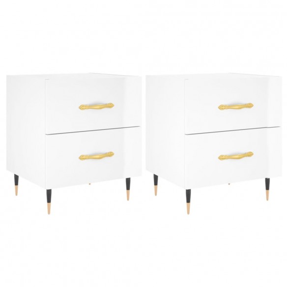 Tables de chevet 2 pcs blanc brillant 40x35x47,5 cm