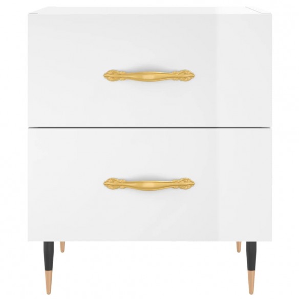 Tables de chevet 2 pcs blanc brillant 40x35x47,5 cm