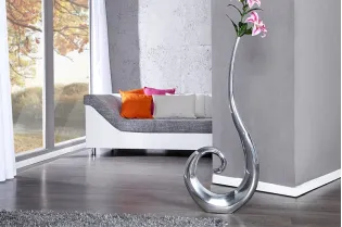 Vase décoratif 106 cm en boucle teinté argenté