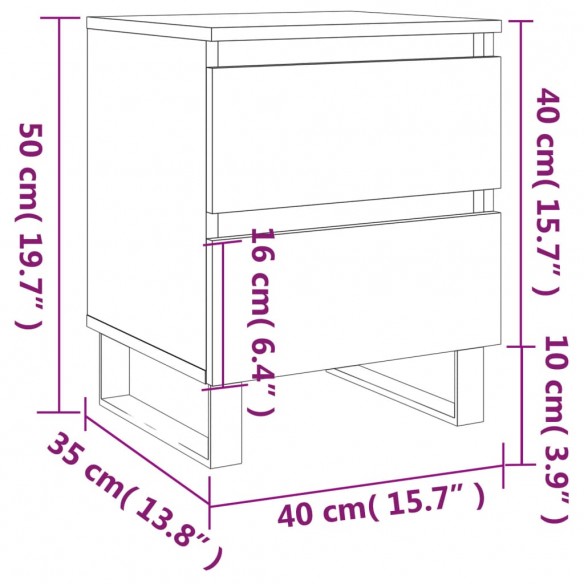 Table de chevet chêne marron 40x35x50 cm bois d’ingénierie