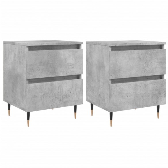 Tables de chevet 2 pcs gris béton 40x35x50 cm bois d’ingénierie