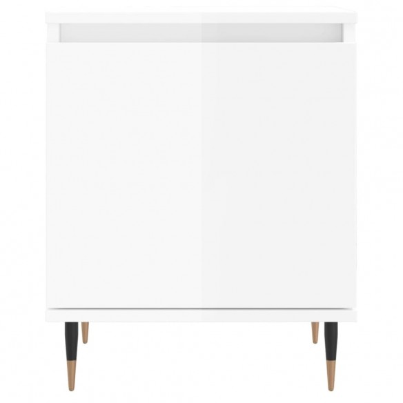 Tables de chevet 2pcs blanc brillant 40x30x50cm bois ingénierie