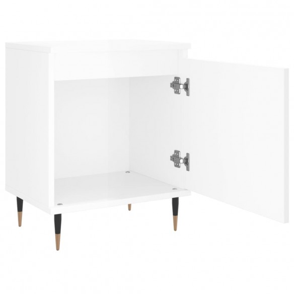 Tables de chevet 2pcs blanc brillant 40x30x50cm bois ingénierie