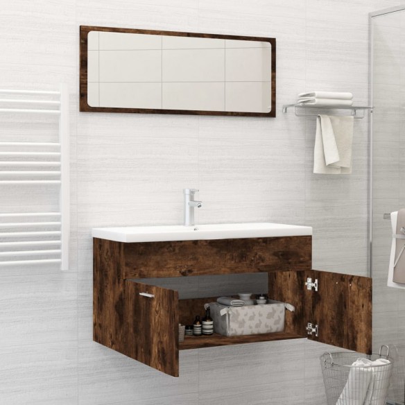 Ensemble de meubles de salle de bain 2 pcs Chêne fumé