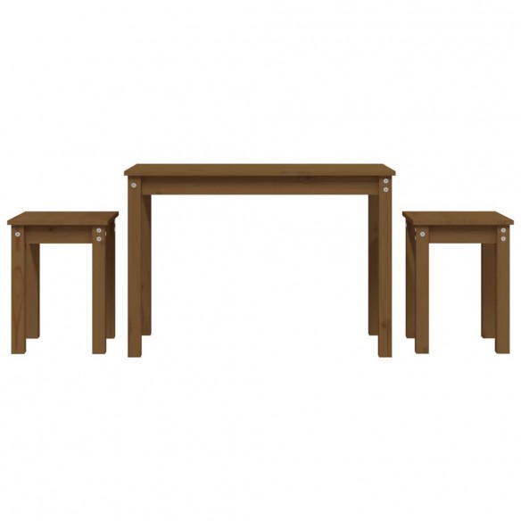 Tables gigognes 3 pcs Marron miel Bois de pin massif