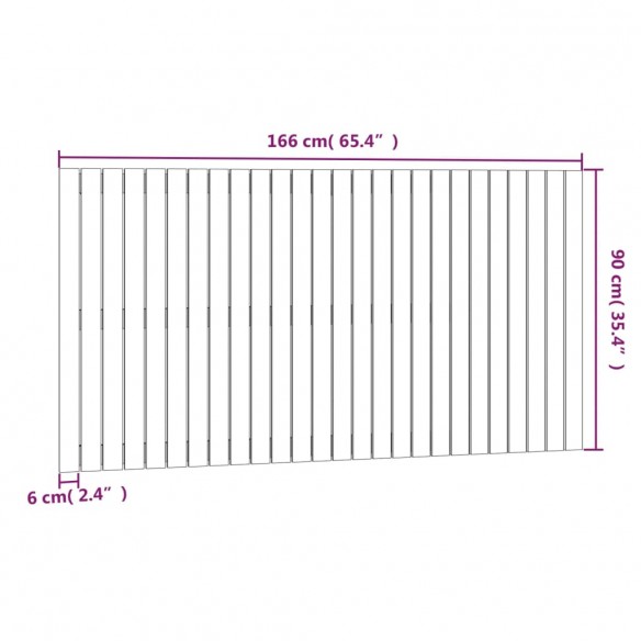 Tête de lit murale 166x3x90 cm Bois massif de pin