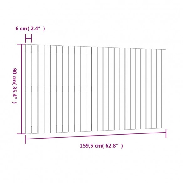 Tête de lit murale Blanc 159,5x3x90 cm Bois massif de pin