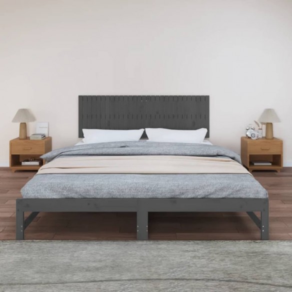 Tête de lit murale Gris 185x3x60 cm Bois massif de pin