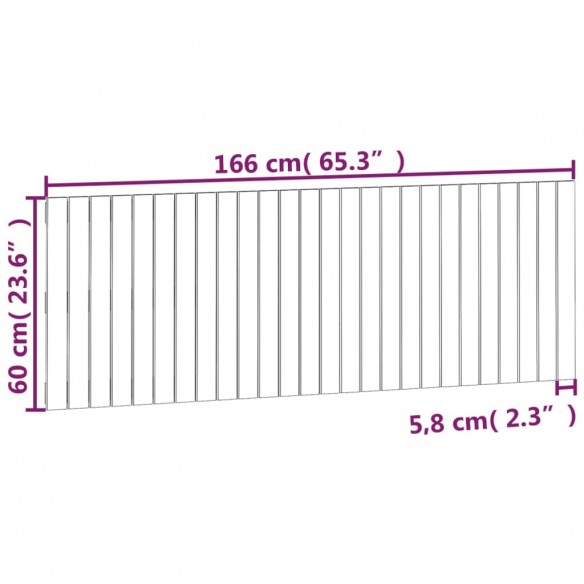 Tête de lit murale Blanc 166x3x60 cm Bois massif de pin