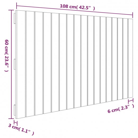 Tête de lit murale Gris 108x3x60 cm Bois massif de pin