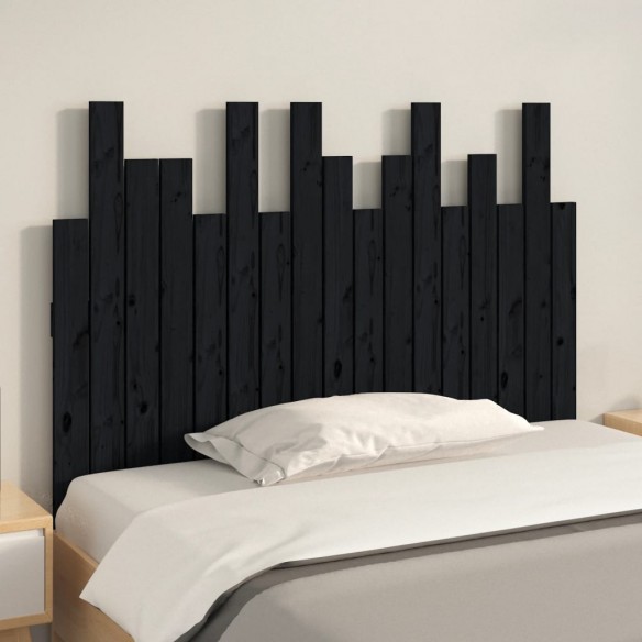 Tête de lit murale Noir 108x3x80 cm Bois massif de pin