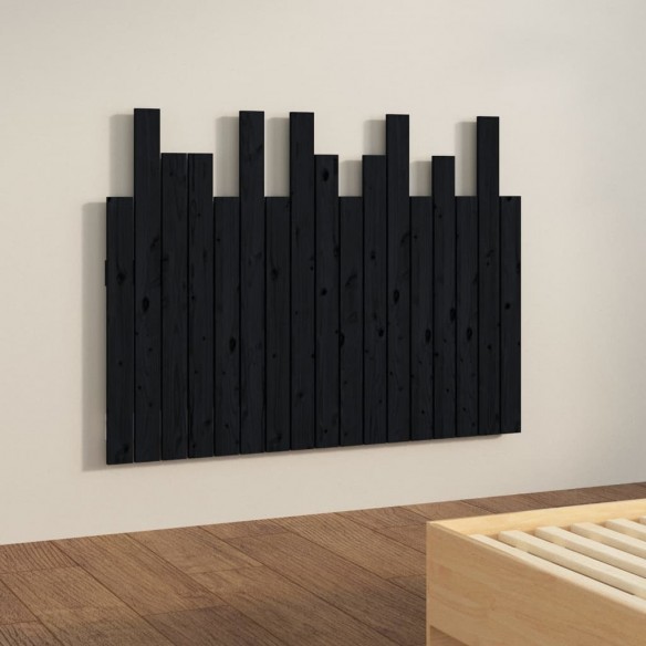 Tête de lit murale Noir 108x3x80 cm Bois massif de pin