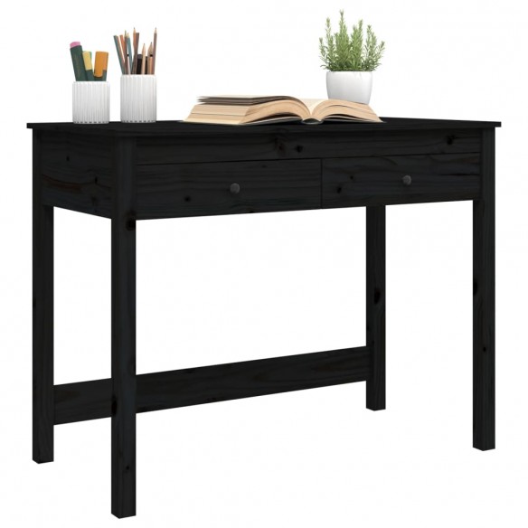 Bureau avec tiroirs Noir 100x50x78 cm Bois massif de pin