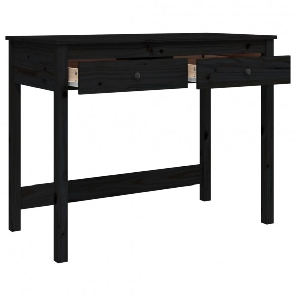 Bureau avec tiroirs Noir 100x50x78 cm Bois massif de pin