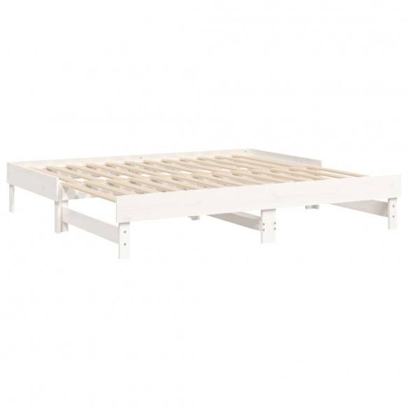 Lit coulissant Blanc 2x(90x190) cm Bois de pin massif