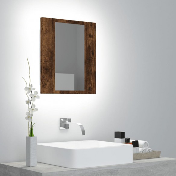 Armoire à miroir LED de salle de bain chêne fumé 40x12x45 cm