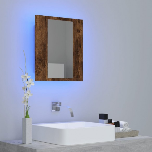 Armoire à miroir LED de salle de bain chêne fumé 40x12x45 cm