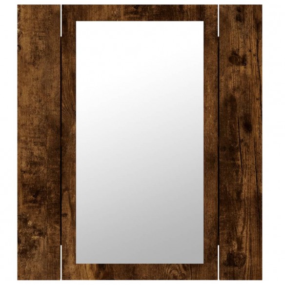 Armoire à miroir LED de salle de bain chêne fumé 40x12x45 cm