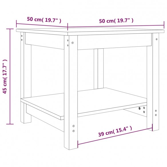 Table basse Gris 50x50x45 cm Bois massif de pin