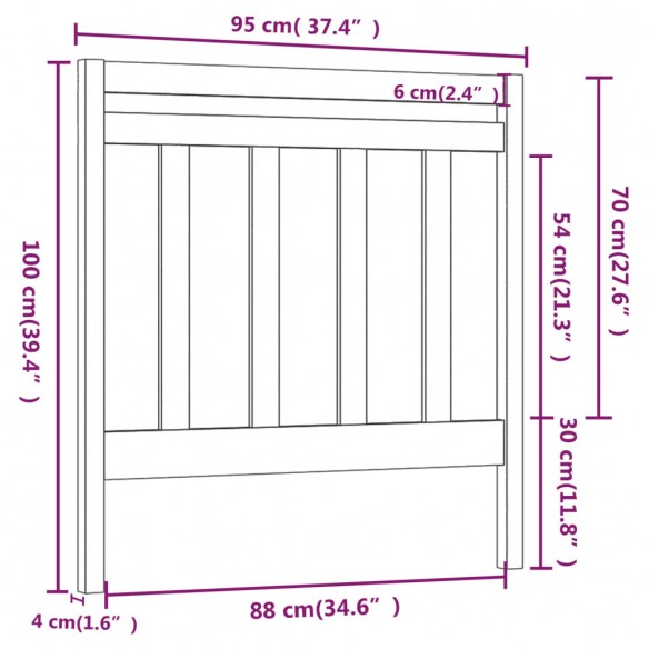 Tête de lit Marron miel 95x4x100 cm Bois massif de pin