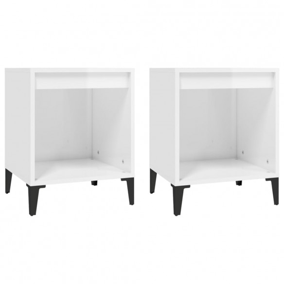 Tables de chevet 2 pcs Blanc brillant 40x35x50 cm