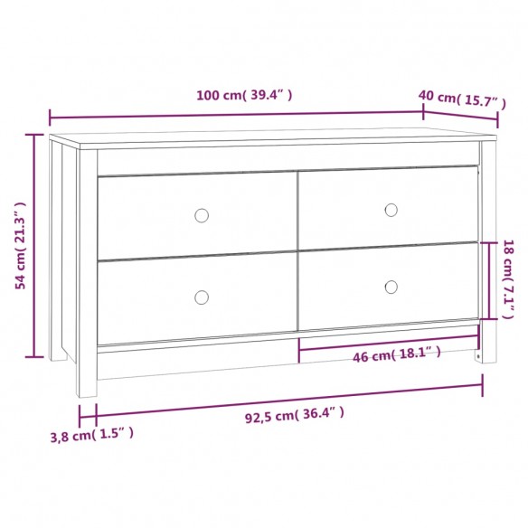 Armoire latérale Gris 100x40x54 cm Bois de pin massif