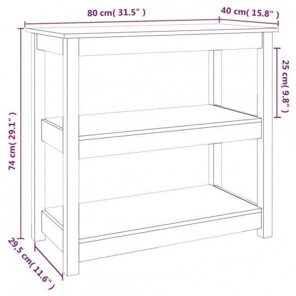 Table console Gris 80x40x74 cm Bois massif de pin