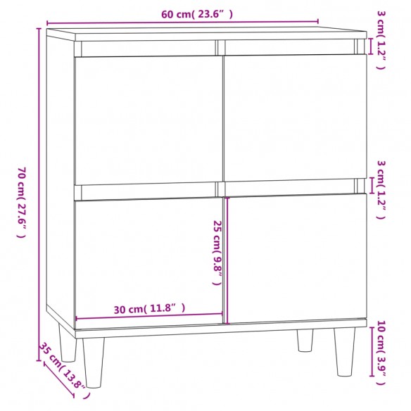 Buffet Chêne fumé 60x35x70 cm Bois d'ingénierie