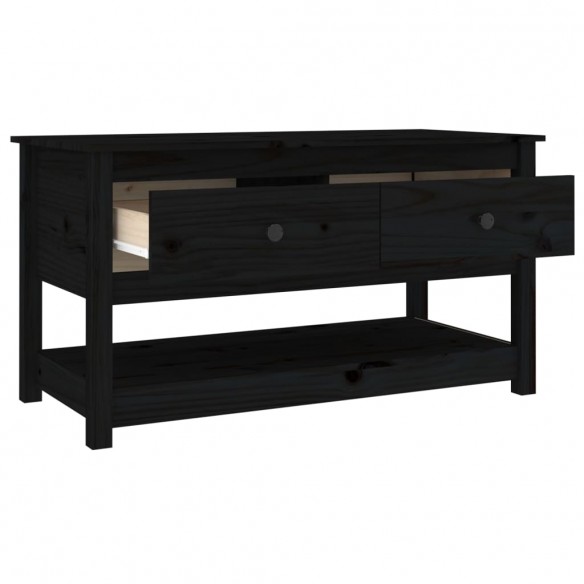 Table basse Noir 102x49x55 cm Bois massif de pin