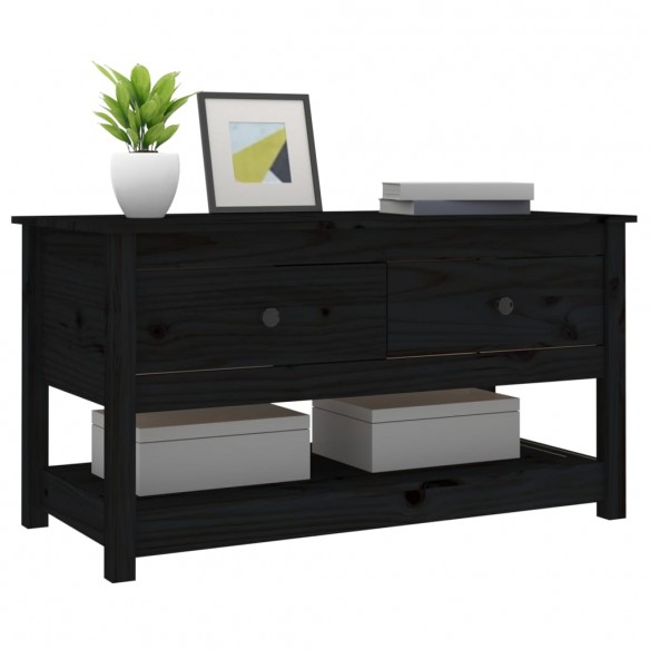 Table basse Noir 102x49x55 cm Bois massif de pin