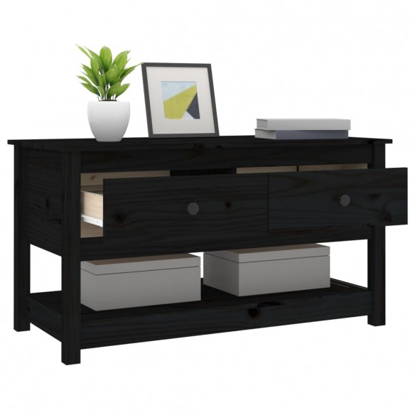 Table basse Noir 102x49x55 cm Bois massif de pin