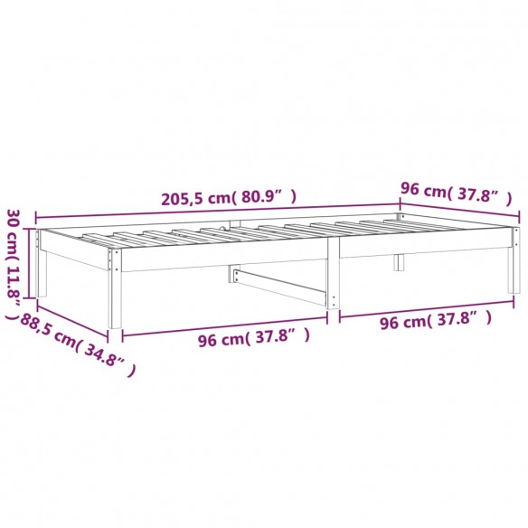 Lit de jour Marron miel 90x200 cm Bois de pin massif