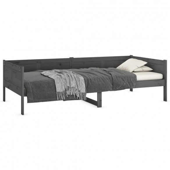 Lit de jour Gris Bois massif de pin 90x190 cm