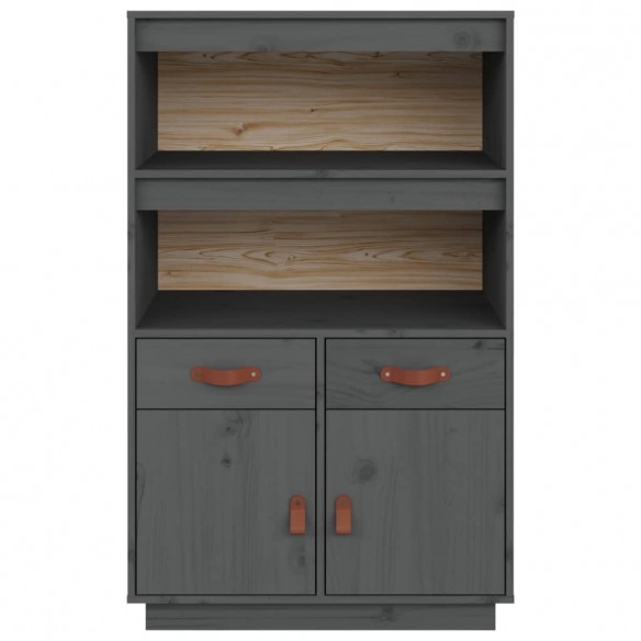 Buffet haut Gris 67x40x108,5 cm Bois massif de pin