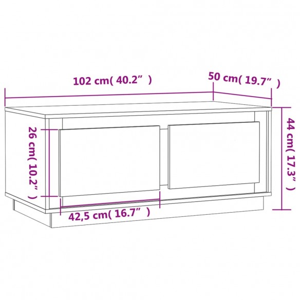 Table basse sonoma gris 102x50x44 cm bois d'ingénierie