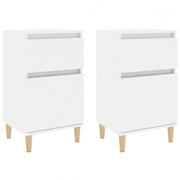 Tables de chevet 2 pcs blanc brillant 40x35x70 cm