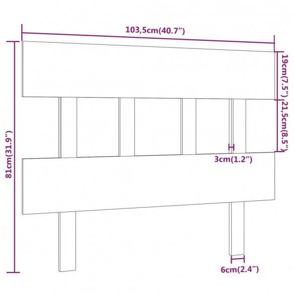 Tête de lit Gris 103,5x3x81 cm Bois massif de pin