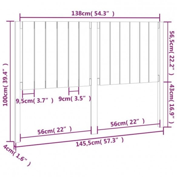 Tête de lit Marron miel 145,5x4x100 cm Bois massif de pin