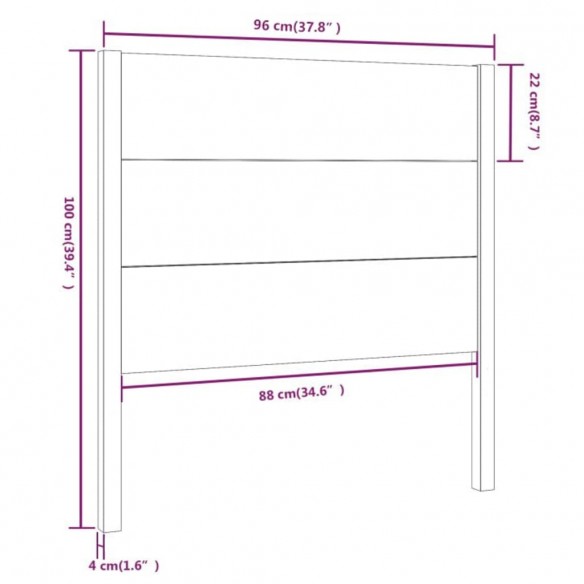 Tête de lit Gris 96x4x100 cm Bois massif de pin