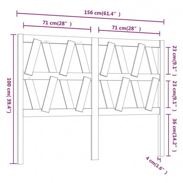 Tête de lit Blanc 156x4x100 cm Bois massif de pin