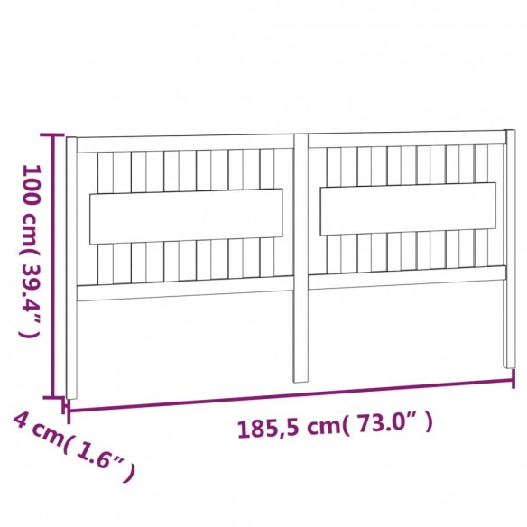 Tête de lit Marron miel 185,5x4x100 cm Bois massif de pin